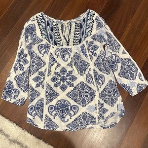 Lucky Brand blue and white blouse size S
